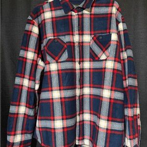 Orage Navy Red Cream Plaid Lightweight Shirt Jacket